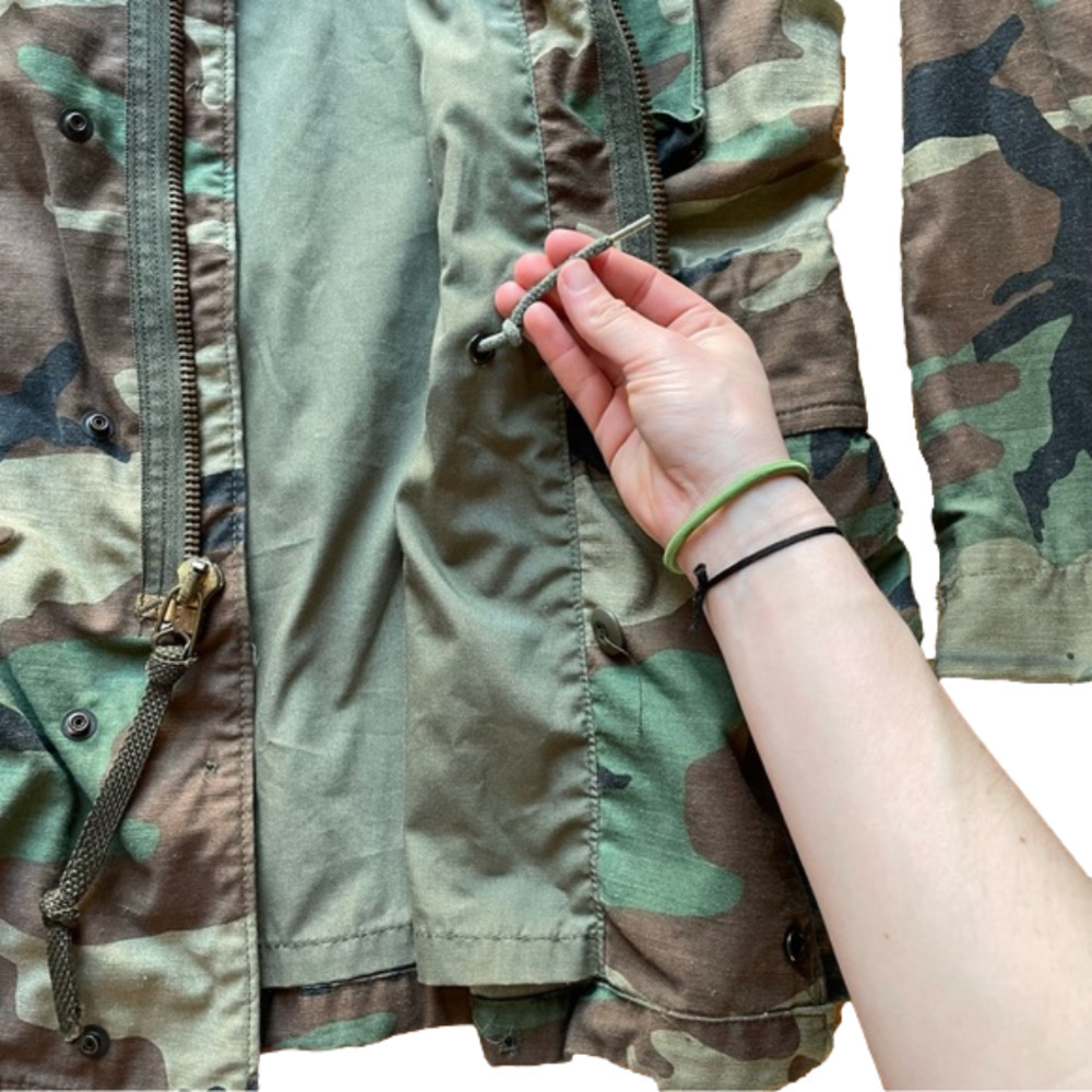 VINTAGE Military Field Utility Cold Weather WW2 Woodland Camo Coat Jacket - Picture 5 of 11